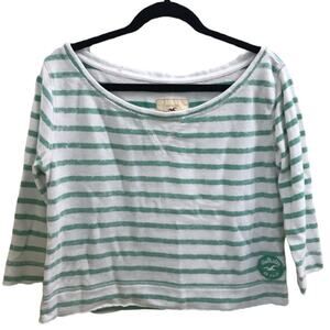 Vintage Y2K Hollister SoCal Cropped Striped Terry Sweatshirt Nautical M Preppy !